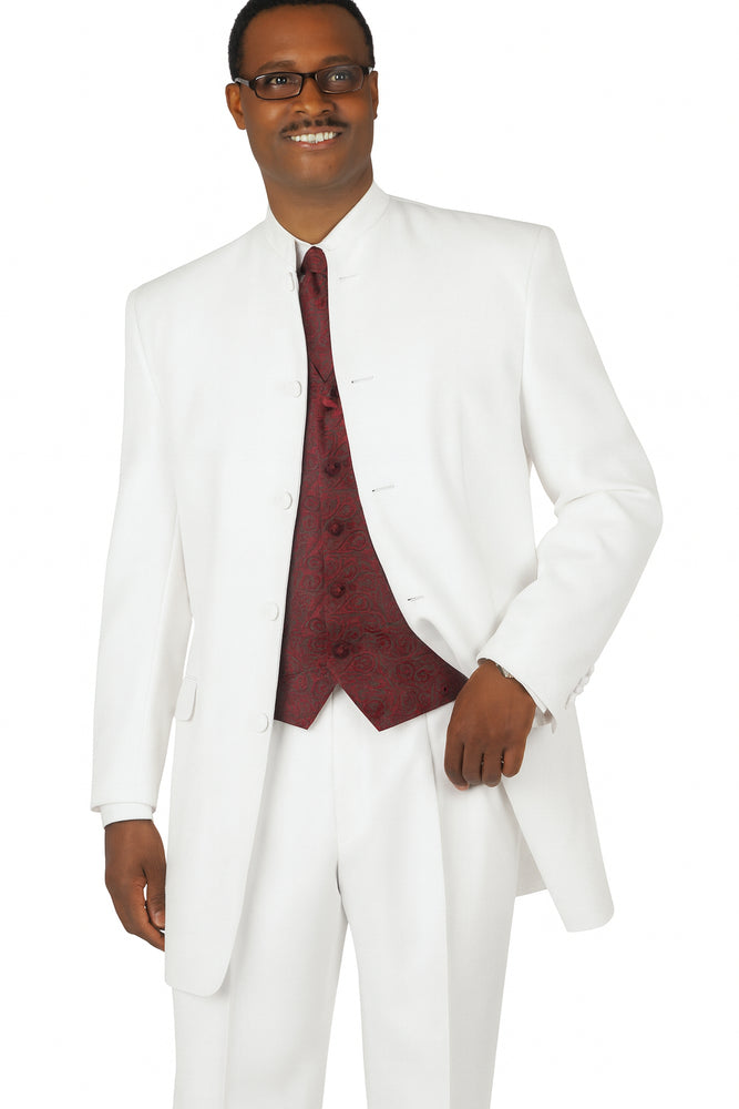 Single Breasted Collarless Groom Wedding White Blazer For Men's