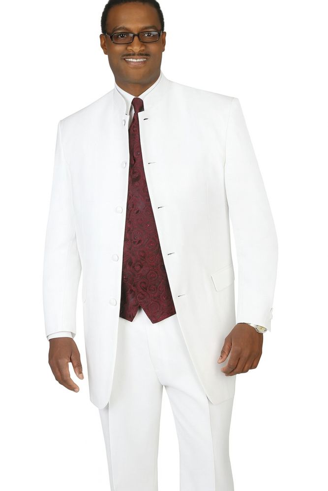 Single Breasted Collarless Groom Wedding White Blazer For Men's