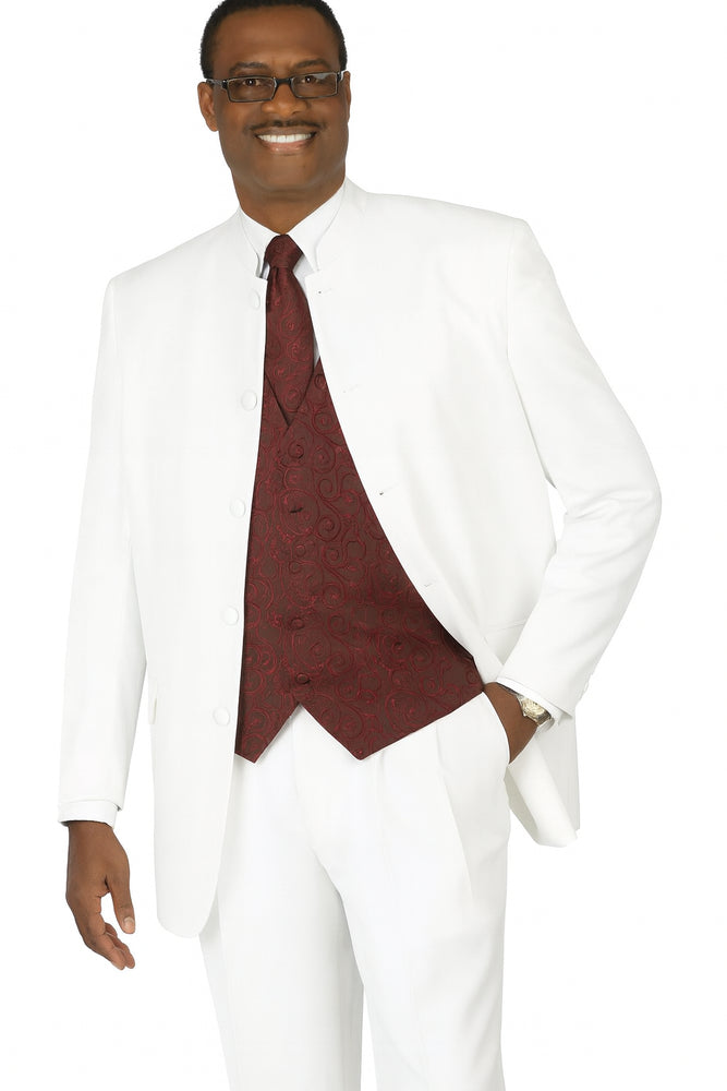 Single Breasted Collarless Groom Wedding White Blazer For Men's