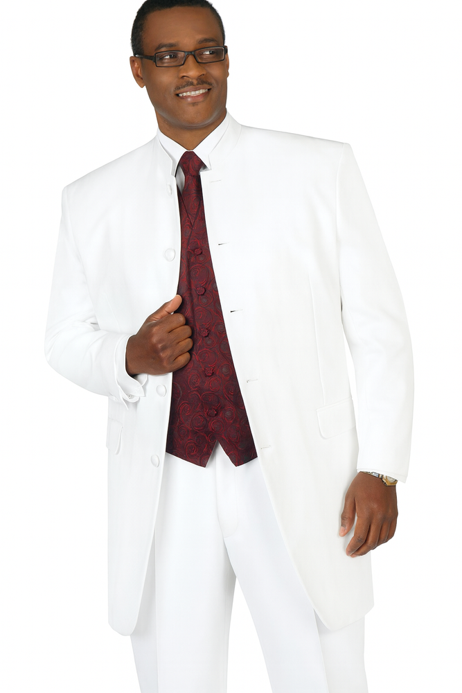 5 button Black mandarin collar Suit buttons are trimmed in fine satin