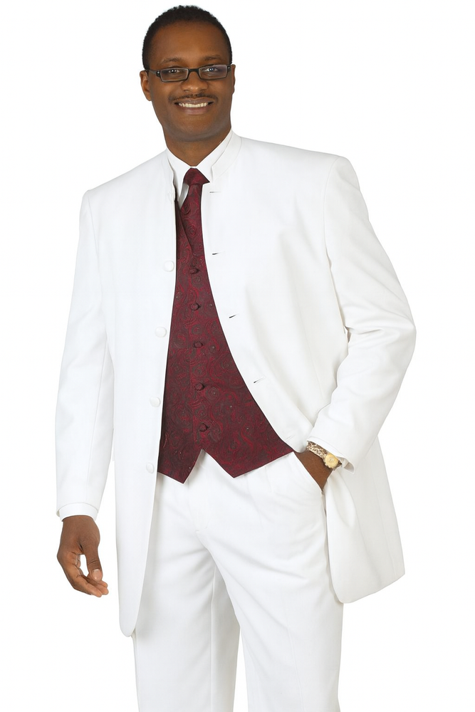 Single Breasted Collarless Groom Wedding White Blazer For Men's