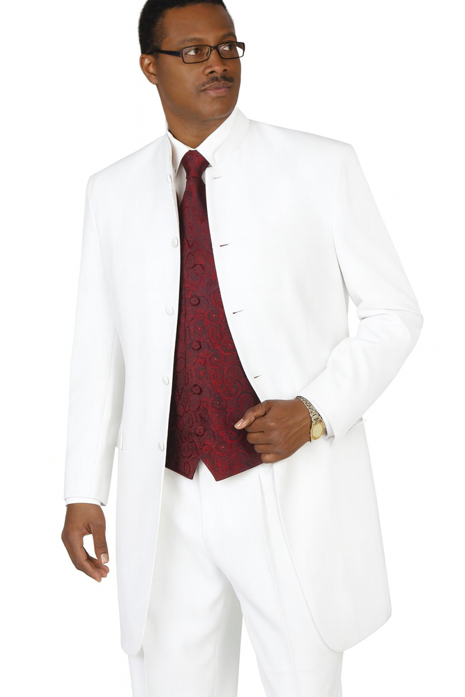 Single Breasted Collarless Groom Wedding White Blazer For Men's