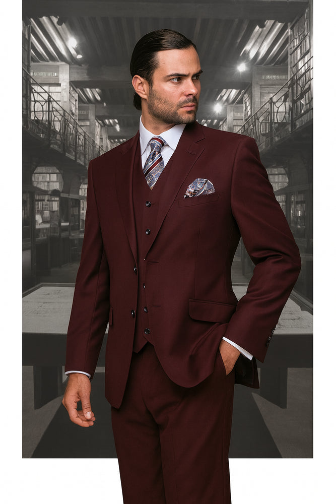 Mix and Match Suits Men's Suit Separates Wool Fabric Burgundy Suit