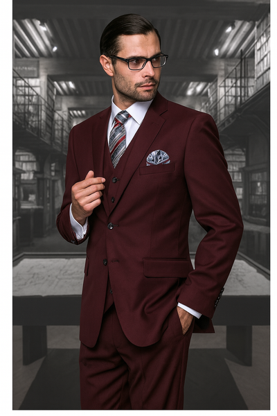 Mix and Match Suits Men's Suit Separates Wool Fabric Burgundy Suit