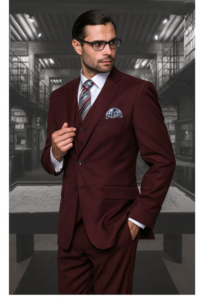 Mix and Match Suits Men's Suit Separates Wool Fabric Burgundy Suit