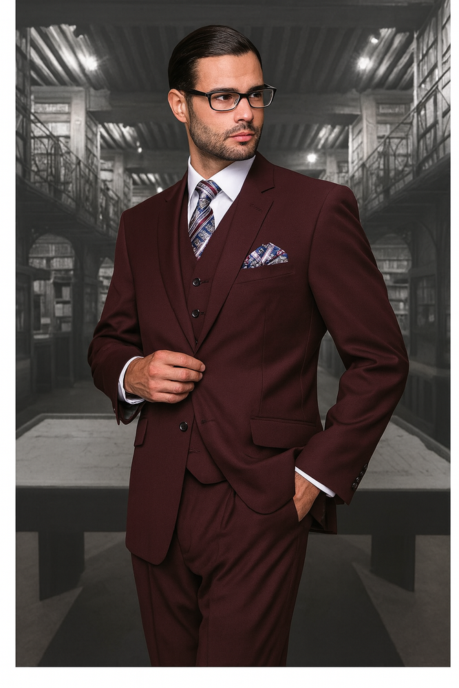 Mix and Match Suits Men's Suit Separates Wool Fabric Burgundy Suit