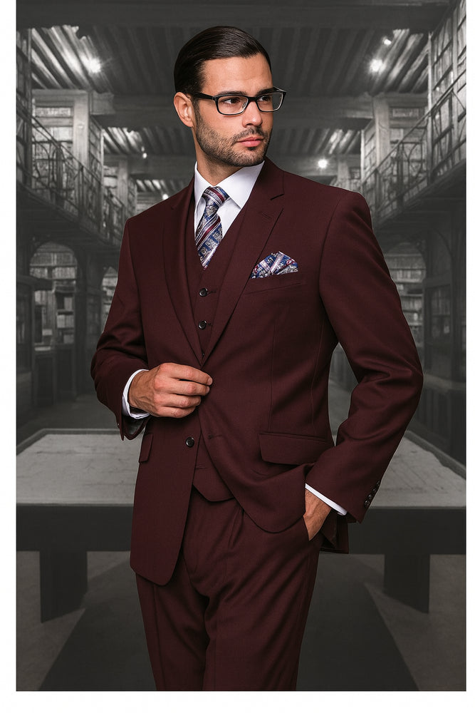 Mix and Match Suits Men's Suit Separates Wool Fabric Burgundy Suit
