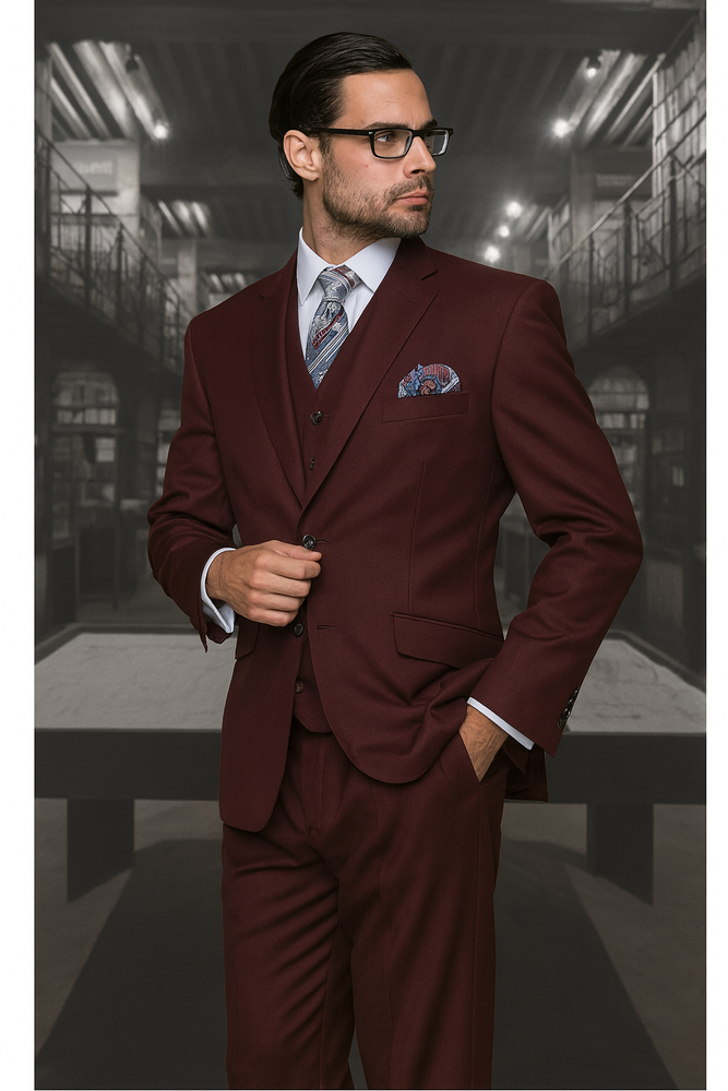 Mix and Match Suits Men's Suit Separates Wool Fabric Burgundy Suit