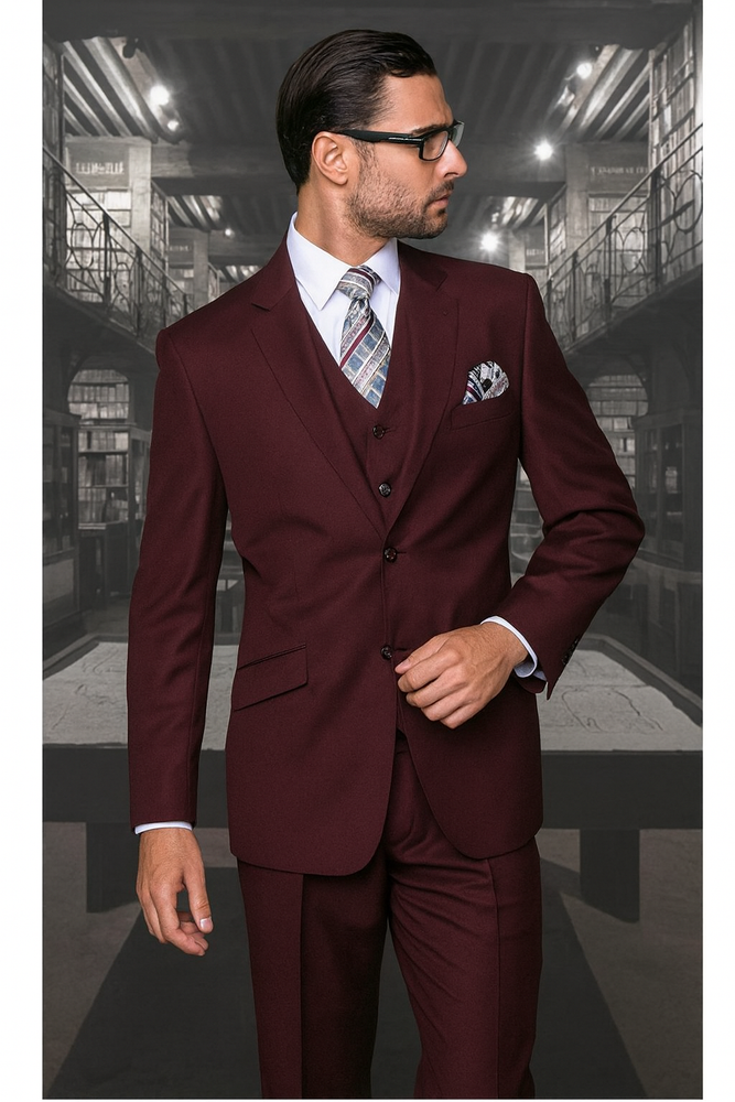 Mix and Match Suits Men's Suit Separates Wool Fabric Burgundy Suit