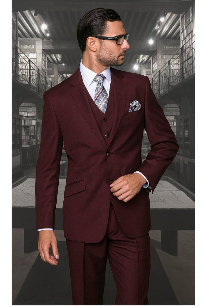 Mix and Match Suits Men's Suit Separates Wool Fabric Burgundy Suit