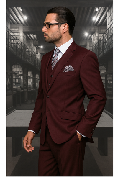 Mix and Match Suits Men's Suit Separates Wool Fabric Burgundy Suit