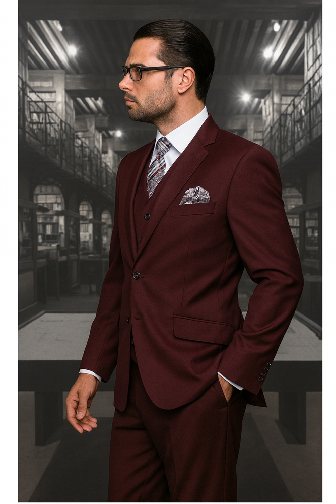 Mix and Match Suits Men's Suit Separates Wool Fabric Burgundy Suit