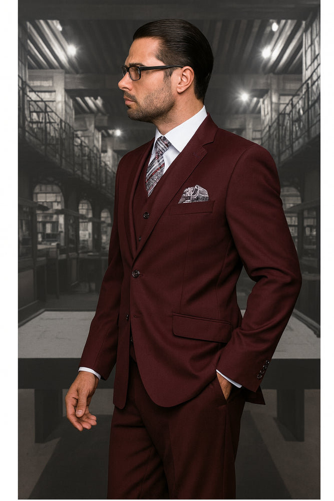 Mix and Match Suits Men's Suit Separates Wool Fabric Burgundy Suit