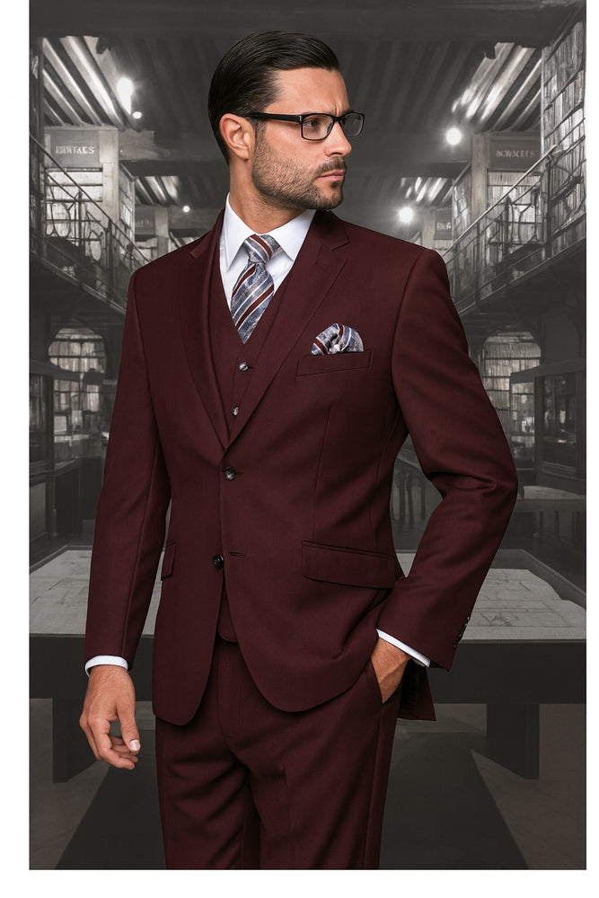 Mix and Match Suits Men's Suit Separates Wool Fabric Burgundy Suit