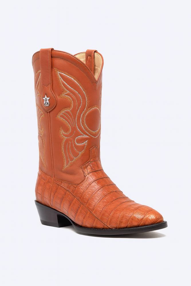 Los Altos Boots Caiman Belly Cognac Cowboy Boots J-Toe