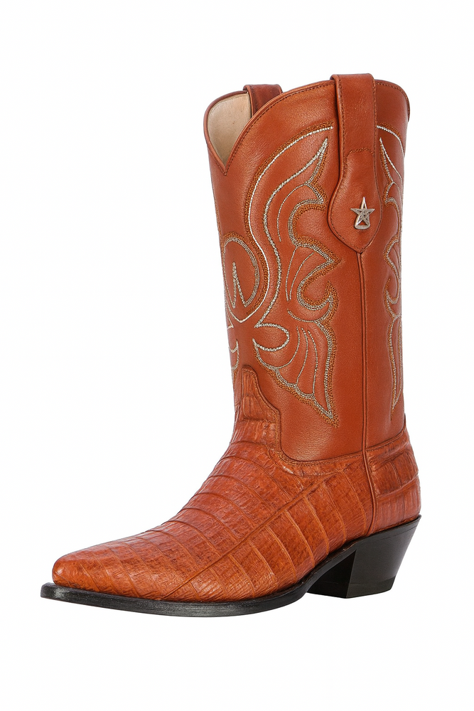 Los Altos Boots Caiman Belly Cognac Cowboy Boots J-Toe