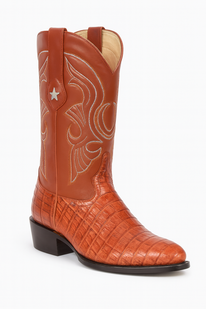 Los Altos Boots Caiman Belly Cognac Cowboy Boots J-Toe