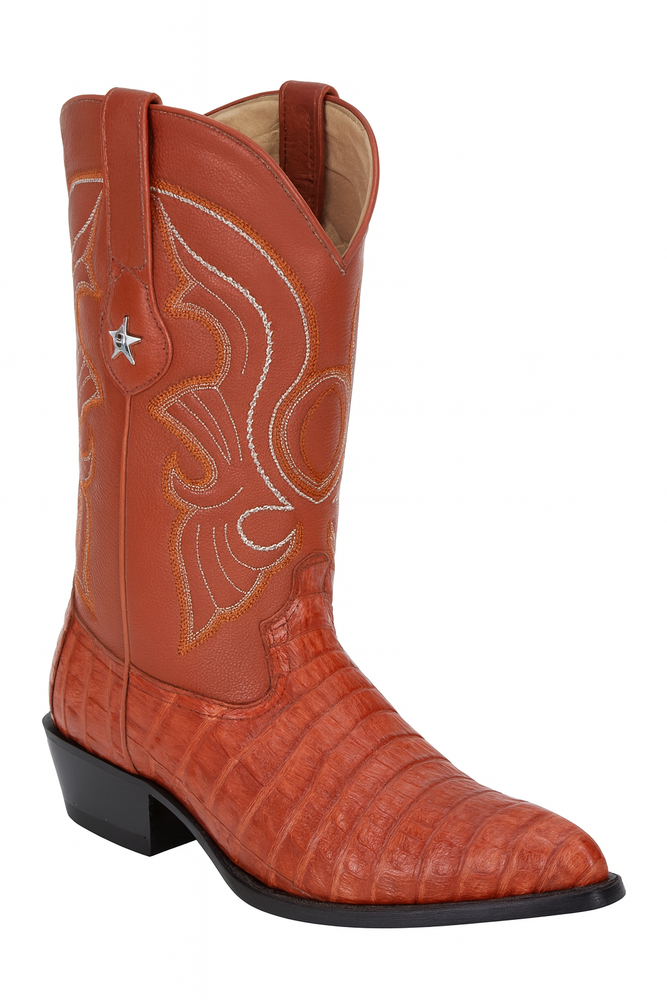 Los Altos Boots Caiman Belly Cognac Cowboy Boots J-Toe