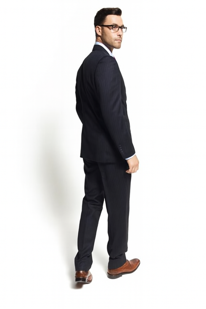 Slim Fitted Brand 2 Button Chalk Pinstripe Super 100's Wool Suit