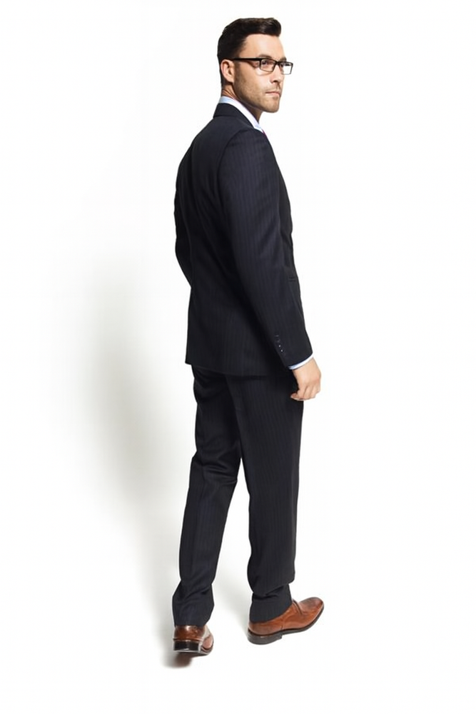 Slim Fitted Brand 2 Button Chalk Pinstripe Super 100's Wool Suit