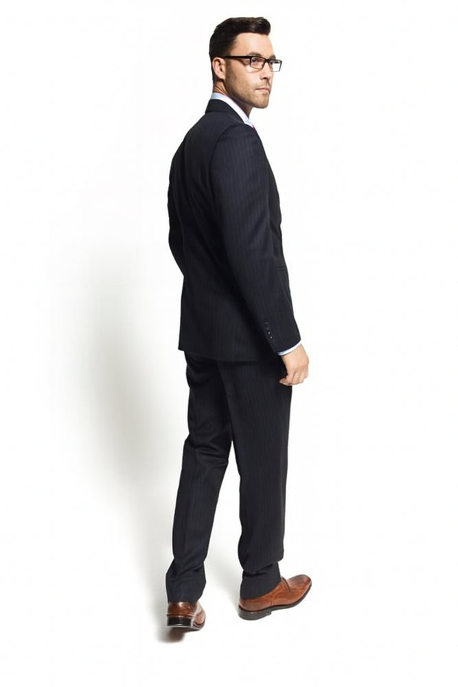 Slim Fitted Brand 2 Button Chalk Pinstripe Super 100's Wool Suit