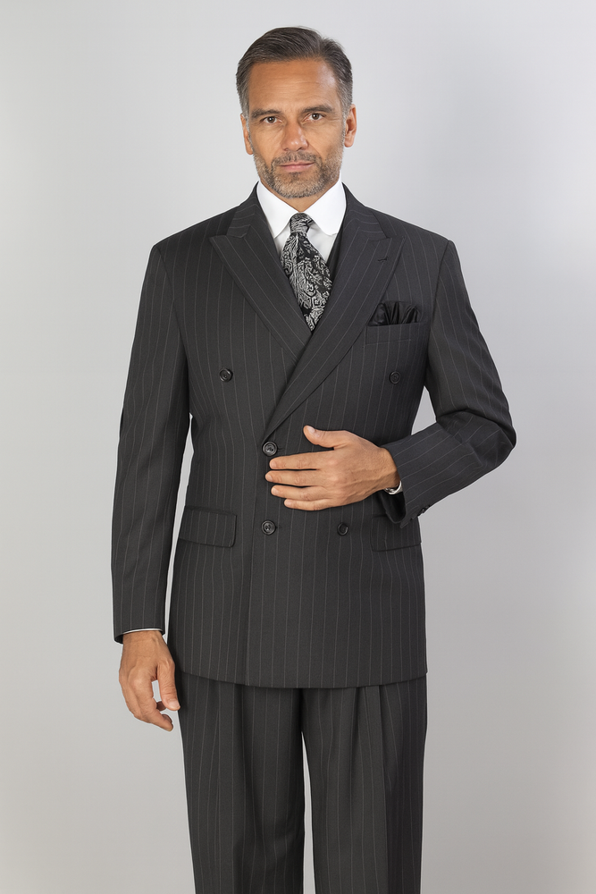 Apollo King Men's 3 Piece 100% Wool Suit Designer Fashion