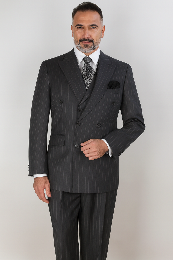Apollo King Men's 3 Piece 100% Wool Suit Designer Fashion