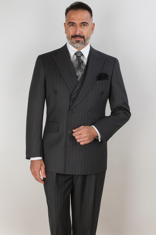 Apollo King Men's 3 Piece 100% Wool Suit Designer Fashion