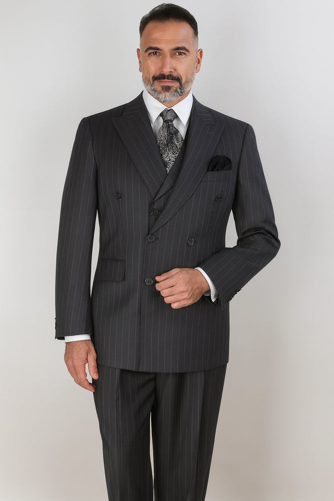 Apollo King Men's 3 Piece 100% Wool Suit Designer Fashion