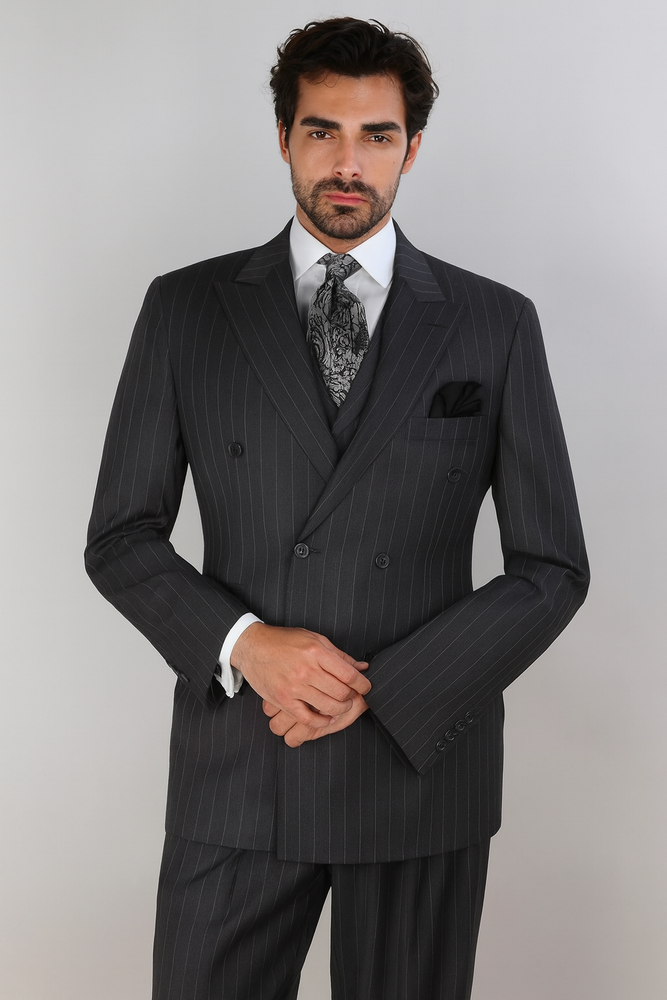 Apollo King Men's 3 Piece 100% Wool Suit Designer Fashion