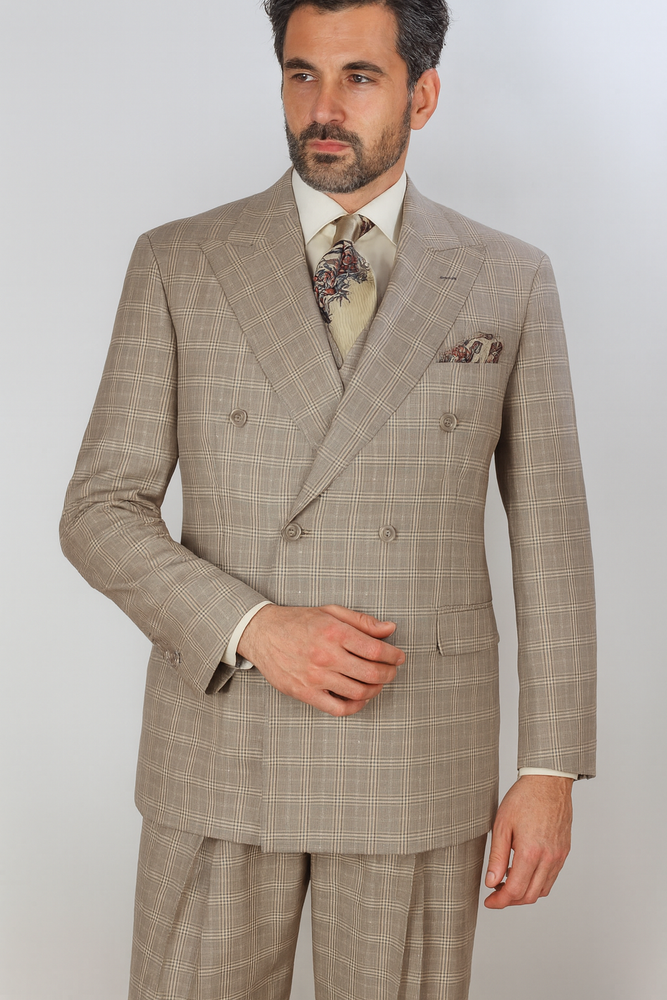 Apollo King Men's 3 Piece 100% Wool Suit Designer Fashion