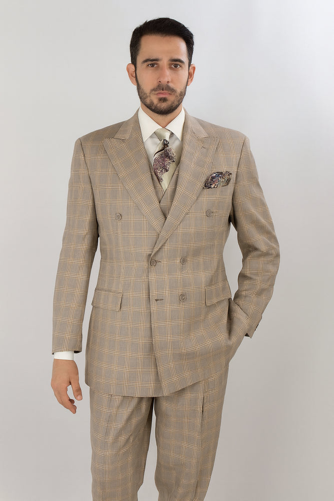 Apollo King Men's 3 Piece 100% Wool Suit Designer Fashion