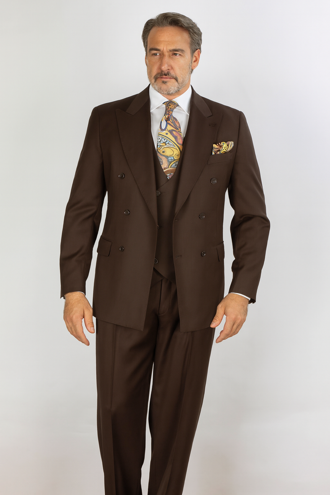 Apollo King Men's 3 Piece 100% Wool Suit Designer Fashion