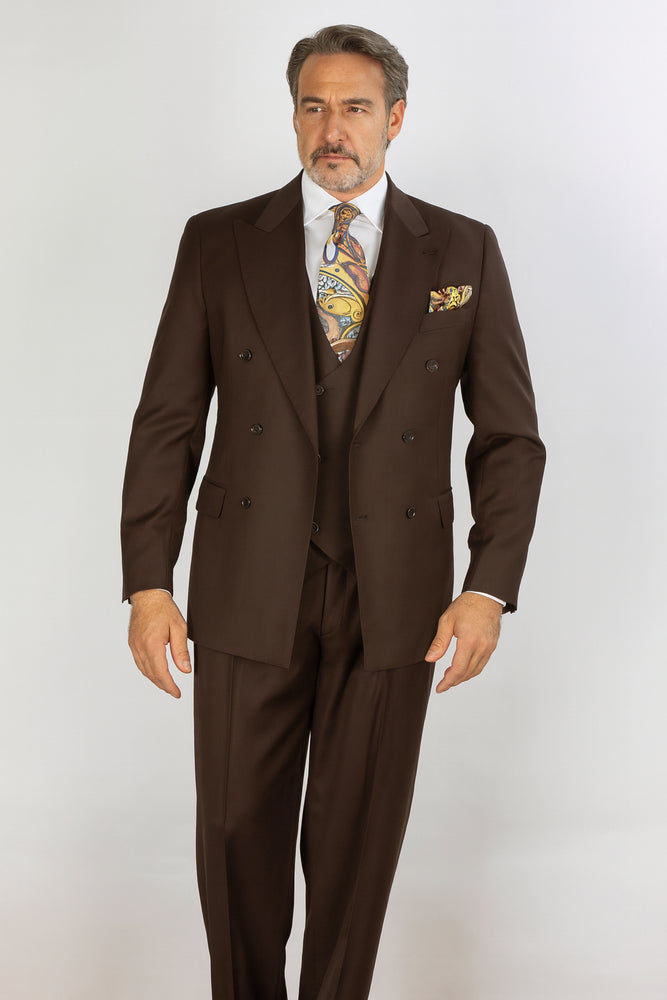 Apollo King Men's 3 Piece 100% Wool Suit Designer Fashion