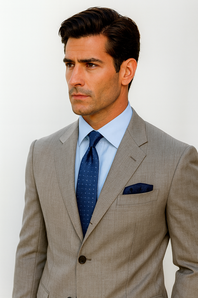 Expensive full canvas quality 3 buttons Super 150's Wool & Marino Wool Solid Light Gray premier quality italian fabric Suit