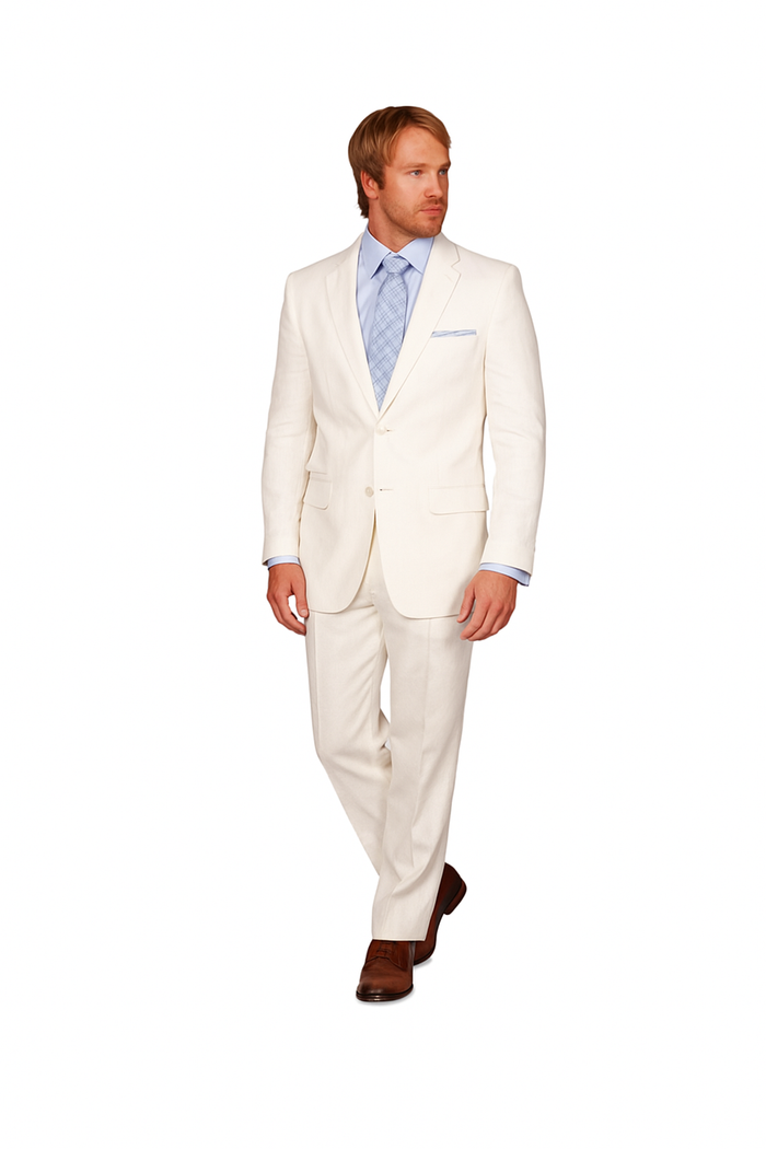 Linen summer Suit - White 2 button Jacket Blazer + Pants Slacks