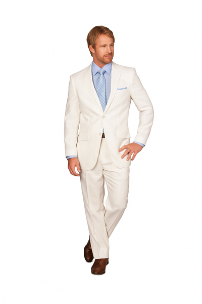 Linen summer Suit - White 2 button Jacket Blazer + Pants Slacks