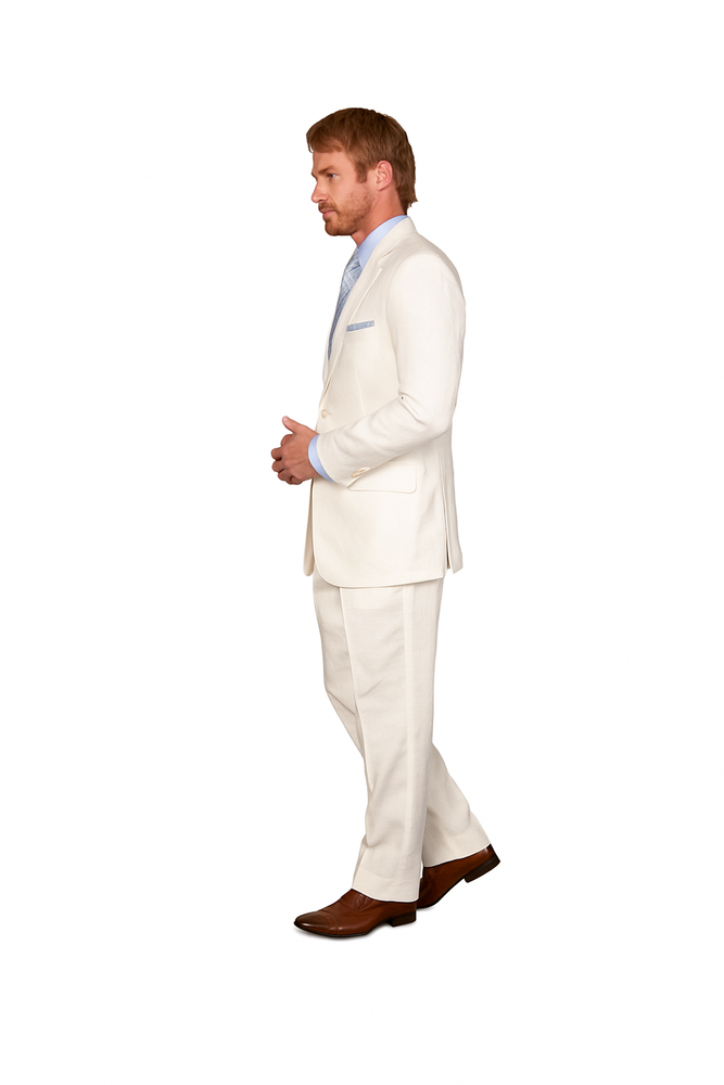 Linen summer Suit - White 2 button Jacket Blazer + Pants Slacks