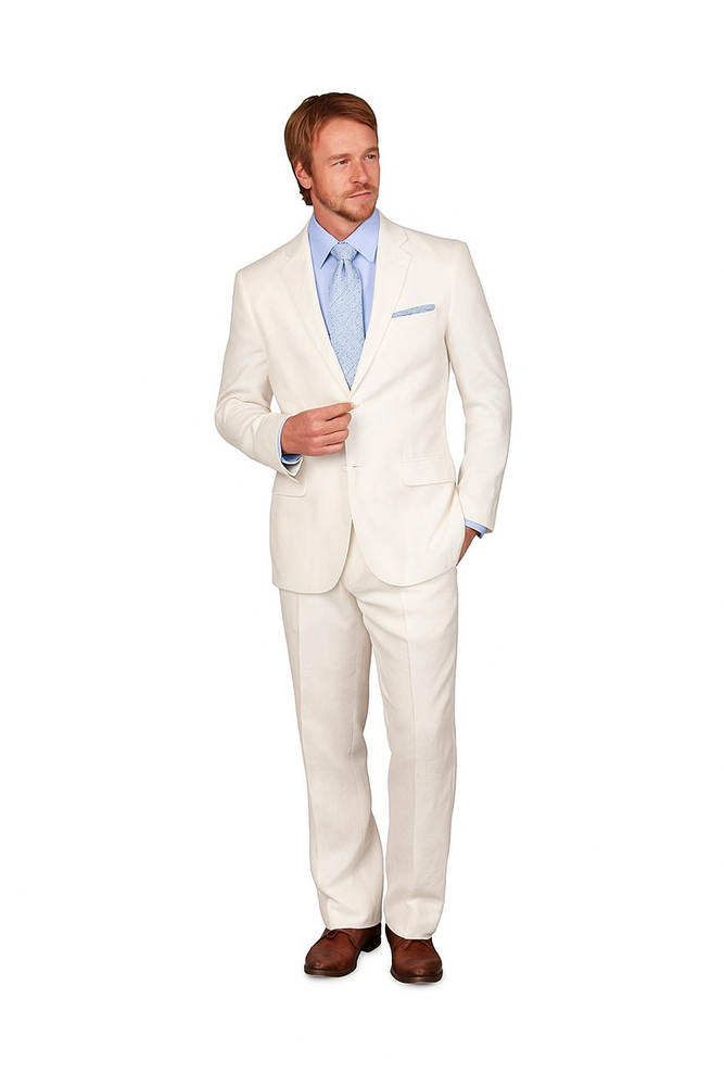 Linen summer Suit - White 2 button Jacket Blazer + Pants Slacks