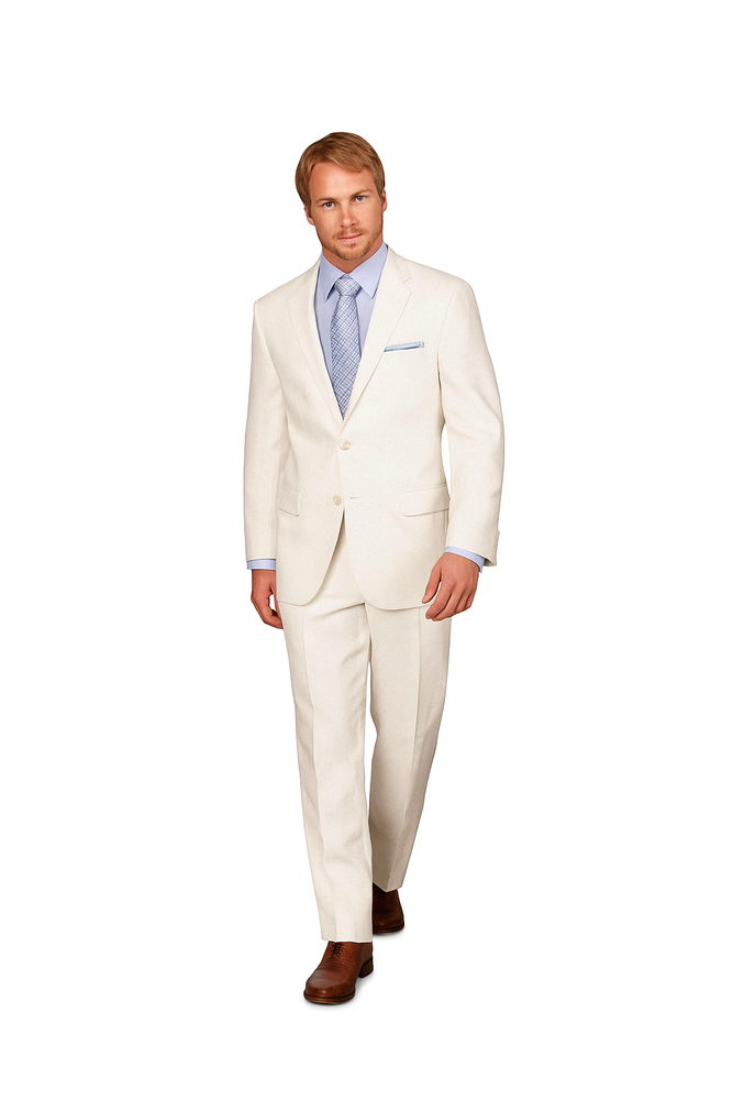 Linen summer Suit - White 2 button Jacket Blazer + Pants Slacks