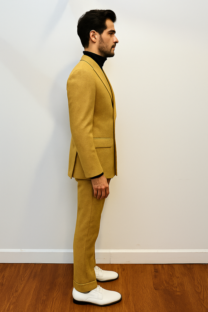 Mens Gold Double Breasted Suit - 1920s Style Camel Color Suit