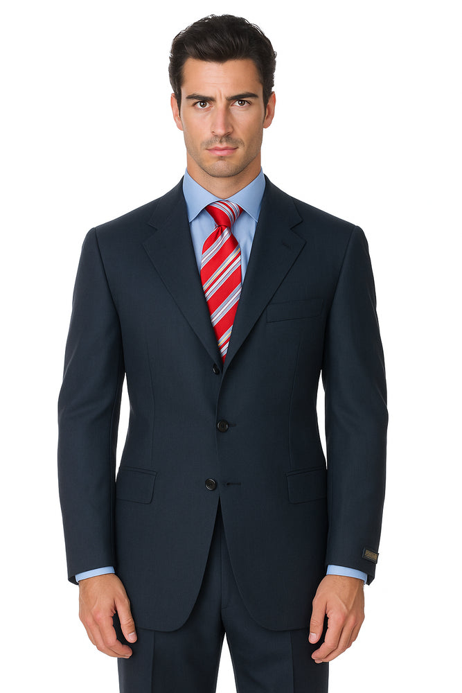 Navy Super 120 Wool Available In 2 Or 3 Buttons Style Regular Classic Cut Premier Quality Italian Fabric Cheap Priced Business Suits Clearance Sale