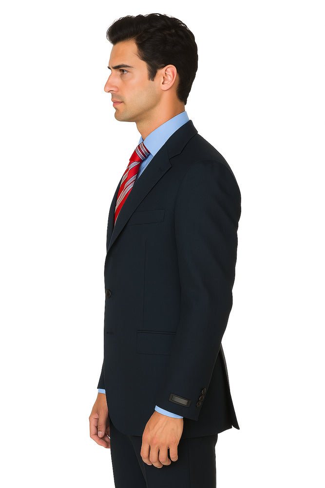 Navy Super 120 Wool Available In 2 Or 3 Buttons Style Regular Classic Cut Premier Quality Italian Fabric Cheap Priced Business Suits Clearance Sale