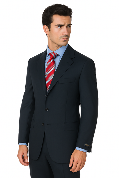 Navy Super 120 Wool Available In 2 Or 3 Buttons Style Regular Classic Cut Premier Quality Italian Fabric Cheap Priced Business Suits Clearance Sale