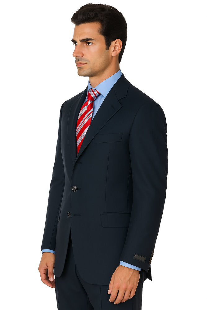 Navy Super 120 Wool Available In 2 Or 3 Buttons Style Regular Classic Cut Premier Quality Italian Fabric Cheap Priced Business Suits Clearance Sale
