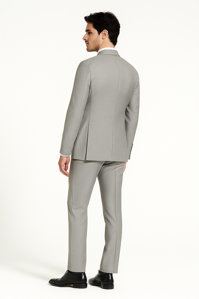 Porto Heather gray, Slim Fit, Pure Wool Suit by Tiglio Luxe - E09063/26