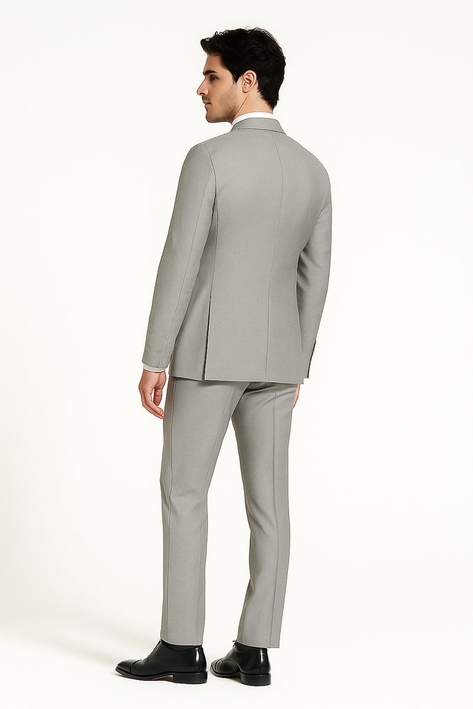 Porto Heather gray, Slim Fit, Pure Wool Suit by Tiglio Luxe - E09063/26