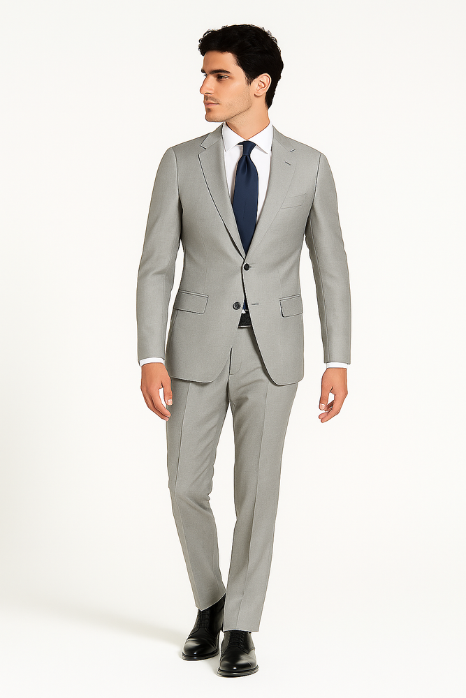 Porto Heather gray, Slim Fit, Pure Wool Suit by Tiglio Luxe - E09063/26