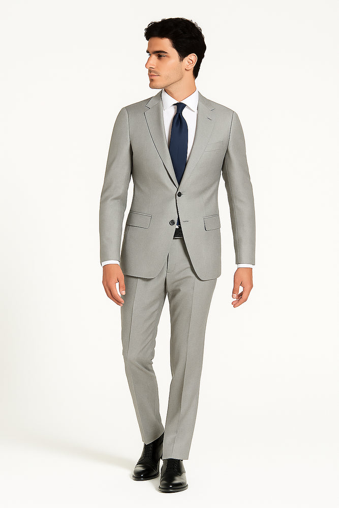 Porto Heather gray, Slim Fit, Pure Wool Suit by Tiglio Luxe - E09063/26