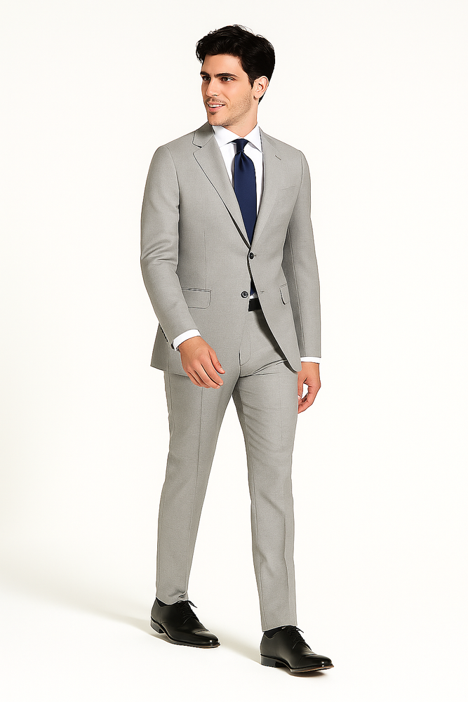 Porto Heather gray, Slim Fit, Pure Wool Suit by Tiglio Luxe - E09063/26